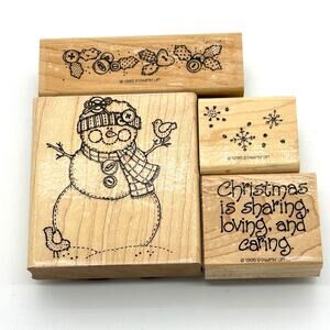 Stampin' Up! Stitched Snowman Rubber Stamps Sewn Sew Holidays Christmas 1995